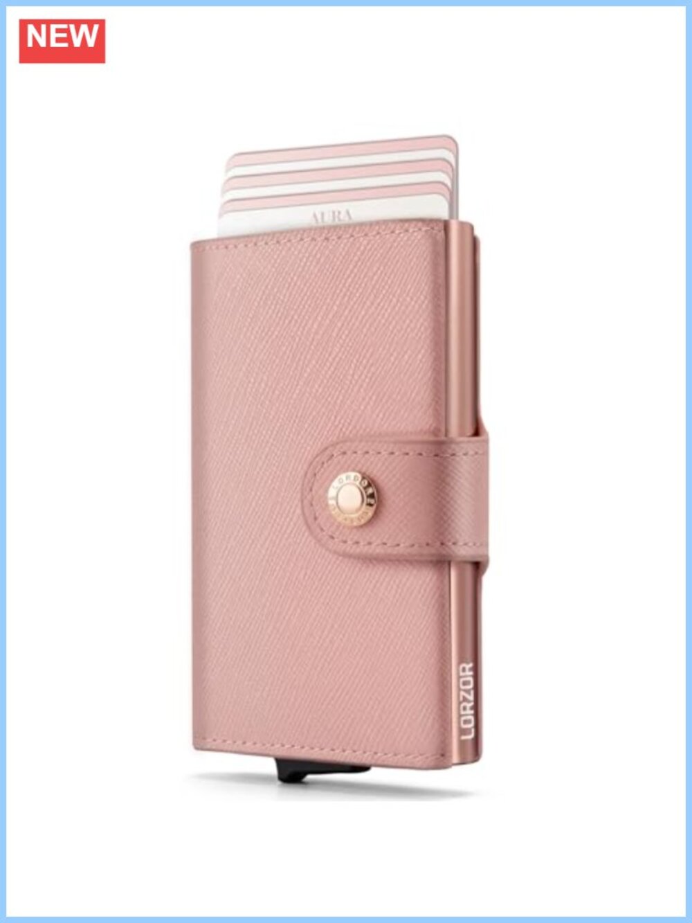 Saffiano Leather RFID Blocking Pop Up Card Wallet Trifold Slim Minimalist